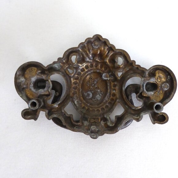 VINTAGE DRAWER HANDLE PULL BRASS HARDWARE SET - Picture 9 of 15